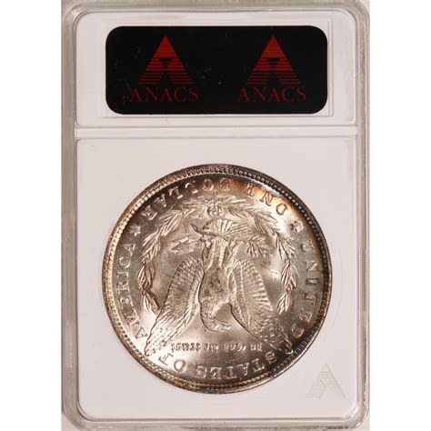 Certified Morgan Silver Dollar 1890 O Ms63 Anacs Golden Eagle Coins