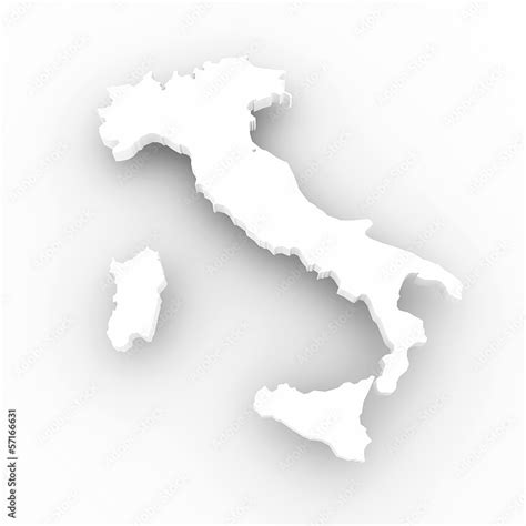 Cartina Italia 3d Bianca Ilustração Do Stock Adobe Stock