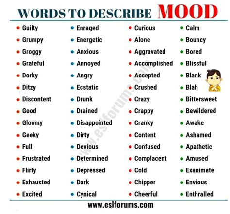 Describe Your Mood Brain Facts Words To Describe Mood