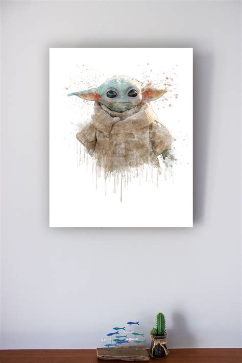 Baby Yoda Print Yoda Art Yoda Wall Art Star Wars Fan Art