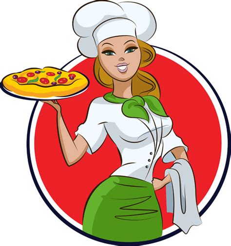 Set Of Chef With Pizza Design Vector 03 Free Download