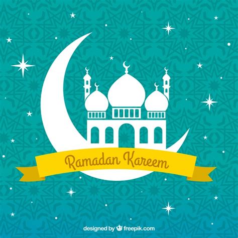 Decorative Background Of Ramadan Kareem With Mosque Vector Free Download