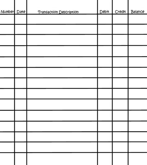 Full Page Printable Check Register Template Printable Templates