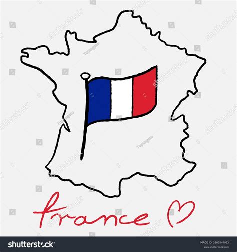 France Map Flag Graphics Doodle Style Stock Illustration 2105544032