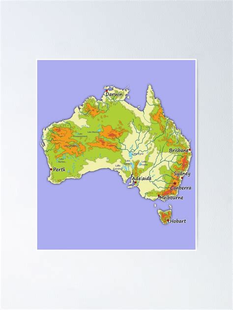 Australia Physical Map Topographic Map Of Australia Lakes Rivers