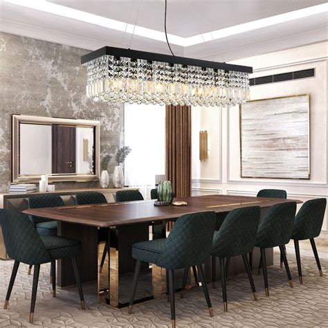 The Modern Rectangular Chandelier Transformed This Conference Room