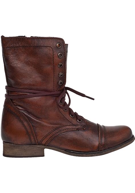 Lyst Steve Madden Troopa Lace Up Boot Brown Leather In Brown