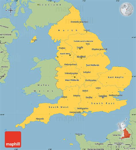 Savanna Style Simple Map Of England