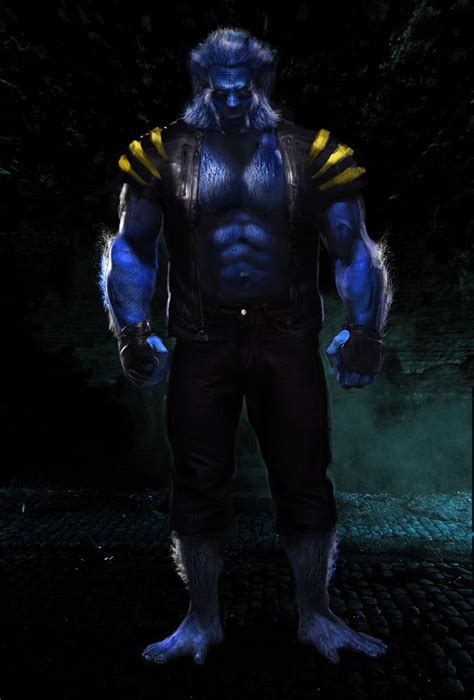 A Man With Blue And Yellow Paint On His Face Standing In The Dark