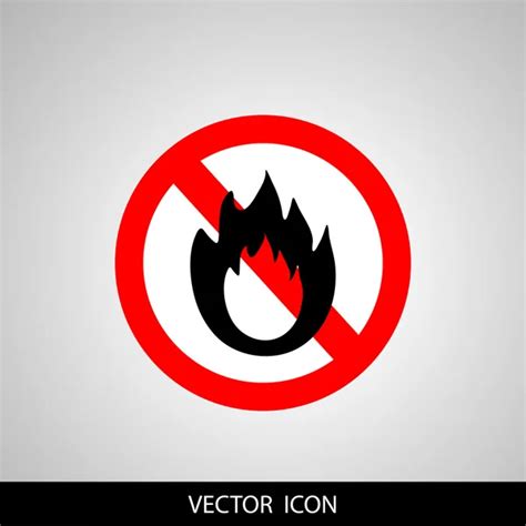 No Fire Sign Prohibition Open Flame Symbol Red Icon On White