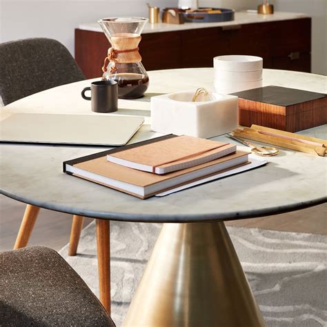Shop thousands of pedestal table in every size and color. Silhouette Pedestal Round Dining Table - White Marble ...