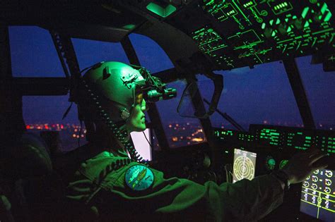 Air Force Capt Leland Quinter Wears Night Vision Goggles During A C