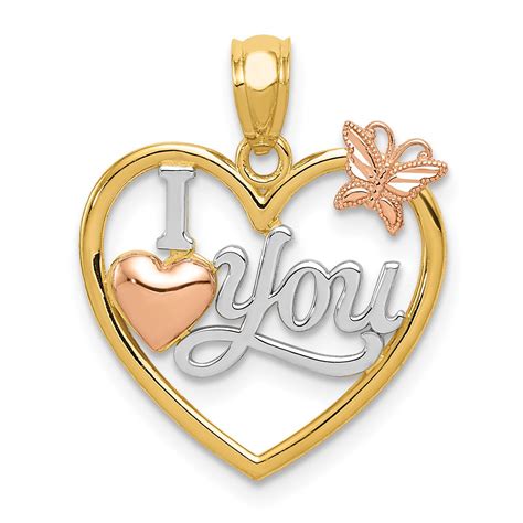 Check spelling or type a new query. 14K Yellow & Rose Polished I Love You in Heart w/Butterfly ...