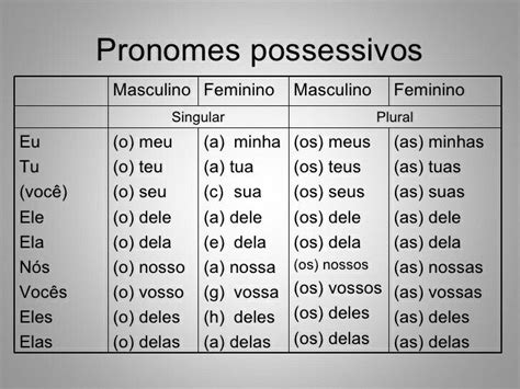Pronomes Possessivos Palabras En Portugues Idiomas Aprender Palabras