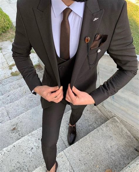 Coffee Slim Fit Groom Suit For Men By Bespokedailyshop