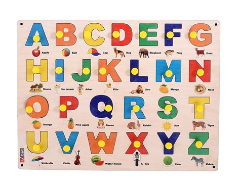 Rk Cart Capital Letters Abcd English Alphabets Wooden Puzzle Board For