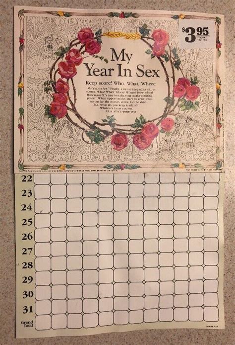 My Year In Sex Calendar Adult Novelty Gag T Bachelor Bachelorette Present Vtg Ebay