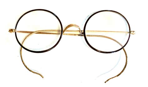 Antique Round Windsor Glasses Gold Black Vintage 40mm Gem