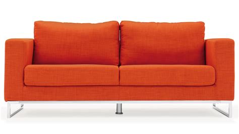 Modern Orange Fabric Upholstered 2 Piece Sofa Set With Stainless Steel