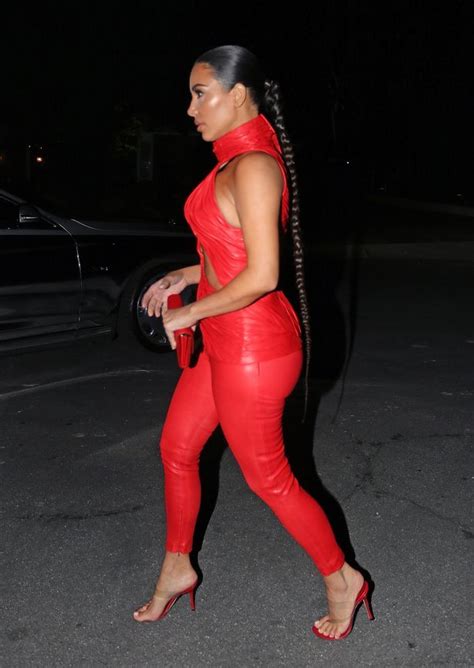 Kim Kardashian Oozes Sex Appeal In Red Hot Leather Outfit That Clings
