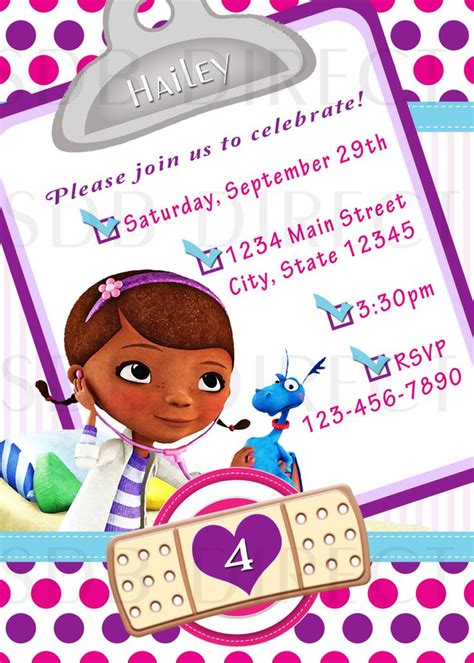 Cute Doc Mcstuffins Digital Birthday Party Invitations Via Etsy Doc Mcstuffin