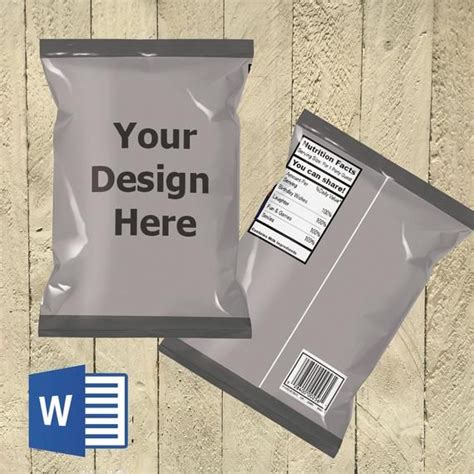 Print this chip bag template (large size) that you can trace or cut out. Diy - Chip Bag - Template - DOC File - MUST HAVE Microsoft Word | Chip bags, Candy bar wrapper ...