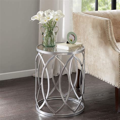 Madison Park Arlo Accent Tables For Living Room Glass Top Hollow Round