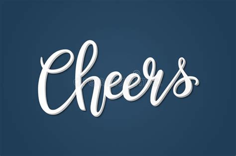 Cheers Hand Drawn Lettering Decoration Text With Shadow On Blue