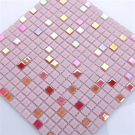 Romantic Lovely Iridescent Red Pink Crystal Glass Mosaic Tilekitchen Backsplash Bathroom Shower