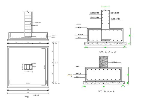 Typical Foundation Plan With Centre Line Dwg File Cadbull