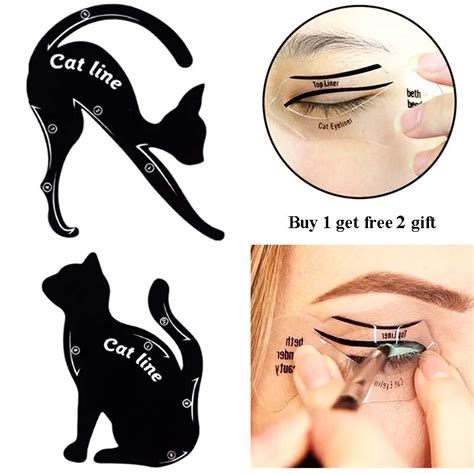 2pcs Cat Line Stencils Set For Lady Eye Makeup Tool Beauty Eyebrow Mold