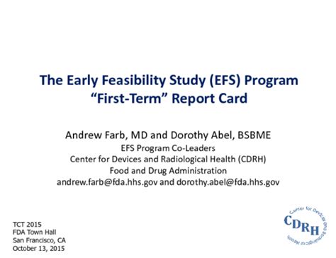 The Early Feasibility Study Efs Program First Term Report Card
