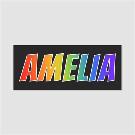 First Name Amelia Fun Rainbow Coloring Name Tag Custom Nametags