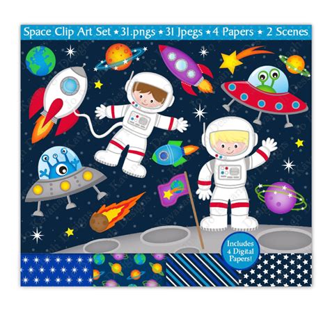 Space Clipart Astronaut Clipart Outer Space Clipart Rocket Planets