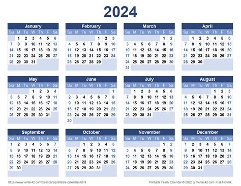 Vertex42 Printable Calendar 2024 Benni Catrina Free Printable