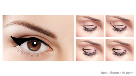 Dip a flat, angular brush into the gel eyeliner pot. How to Apply Winged Eyeliner for Different Eye Shapes - Beautisecrets