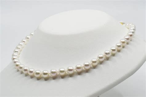 White Japanese Akoya Pearl Necklace Mm Aa Pearls Jp