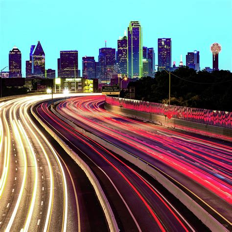 Dallas Texas Skyline Lights 1x1 Photograph By Gregory Ballos Pixels