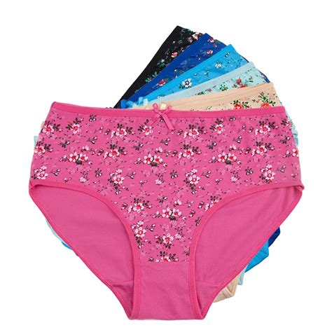 Womens Underwear Cotton Floral Print Woman Panties Ladies Mid Waist