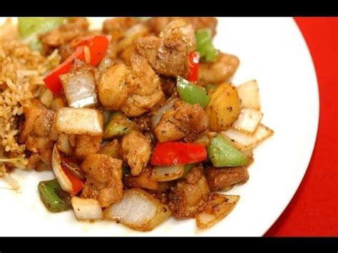 Cut chicken into 1/2 cubes and dust pieces with cornstarch. Black Pepper Chicken Chinese Style Recipe - How to Make ...
