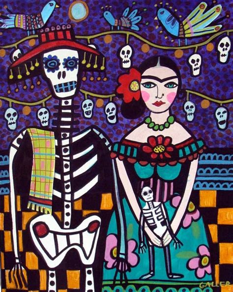 Frida Kahlo And Skeleton Painting By Heather Gelle Dia De Los