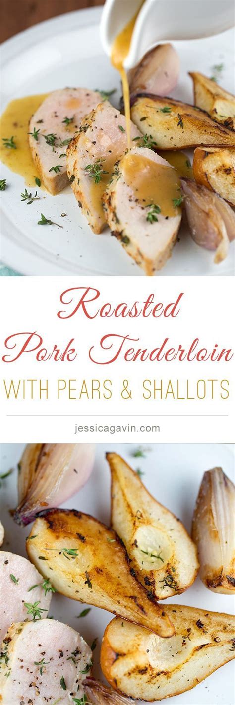 Pork loin with parmesan and roasted garlic cream sauce. Pork Tenderloin with Pears and Shallots | Recipe | Food recipes, Pear recipes, Pork recipes