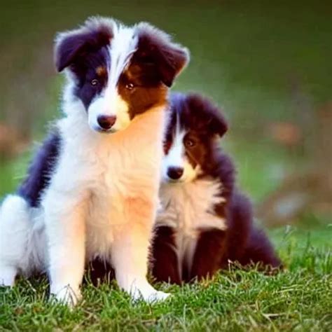 Pretty Collie Puppies With A Sunset Openart