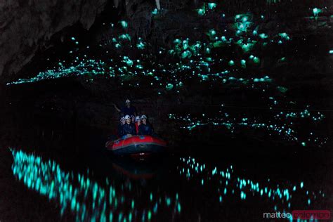 Tourists Looking At Famous Glowworm Cave Waitomo Caves