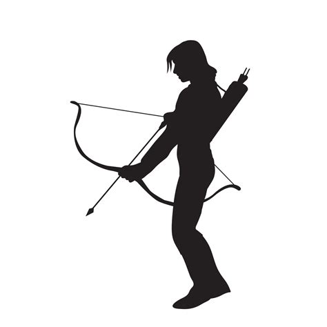 Beautiful Woman Archery Vector Silhouette 13080459 Vector Art At Vecteezy