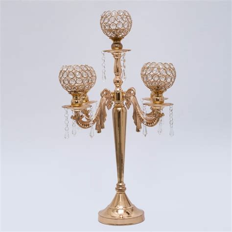 5 Arms Crystal Balls Candelabrums Wedding Crystal Table Centerpiece