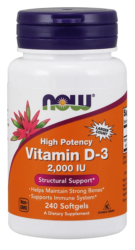 Now Supplements Vitamin D 3 2000 Iu High Potency Structural Support
