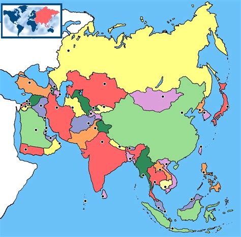Mapa Asia Mudo Fisico