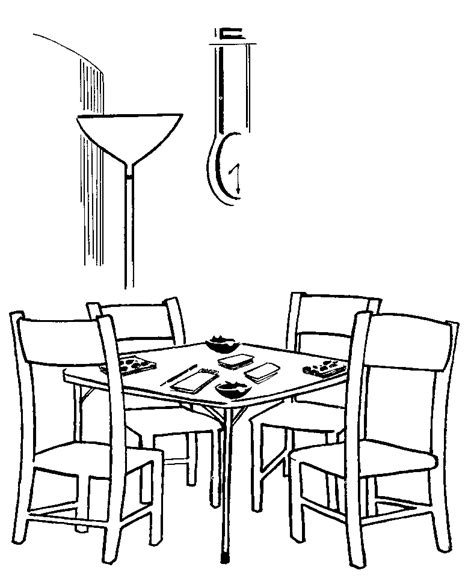 Dining Table Coloring Pages At Free Printable