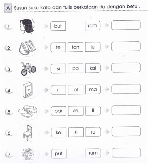 Latihan simpulan bergambar ini sesuai untuk murid tahun 4, 5 dan 6. Latihan Bahasa Melayu Tahun 1 Suku Kata